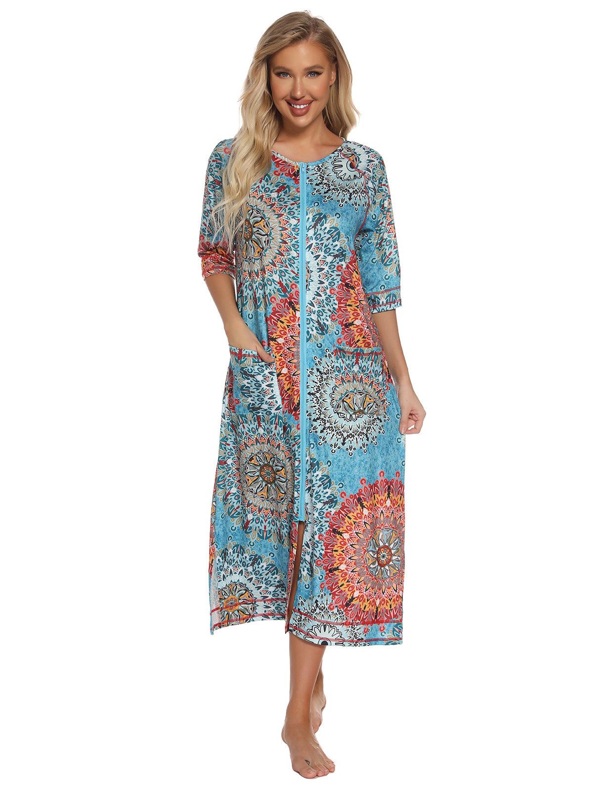 "Moments of Bliss" Comfortable Home Wear for Pregnant and Breastfeeding Women - Loose Pajamas with 3/4 Sleeves and Plus Size Robe
