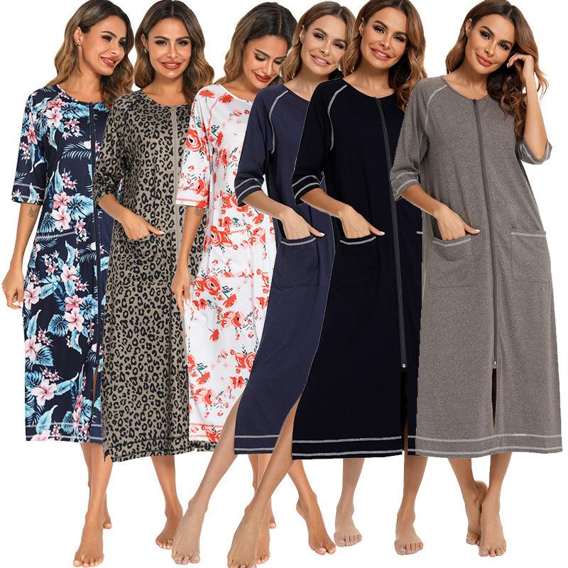 "Moments of Bliss" Comfortable Home Wear for Pregnant and Breastfeeding Women - Loose Pajamas with 3/4 Sleeves and Plus Size Robe - Your-Look