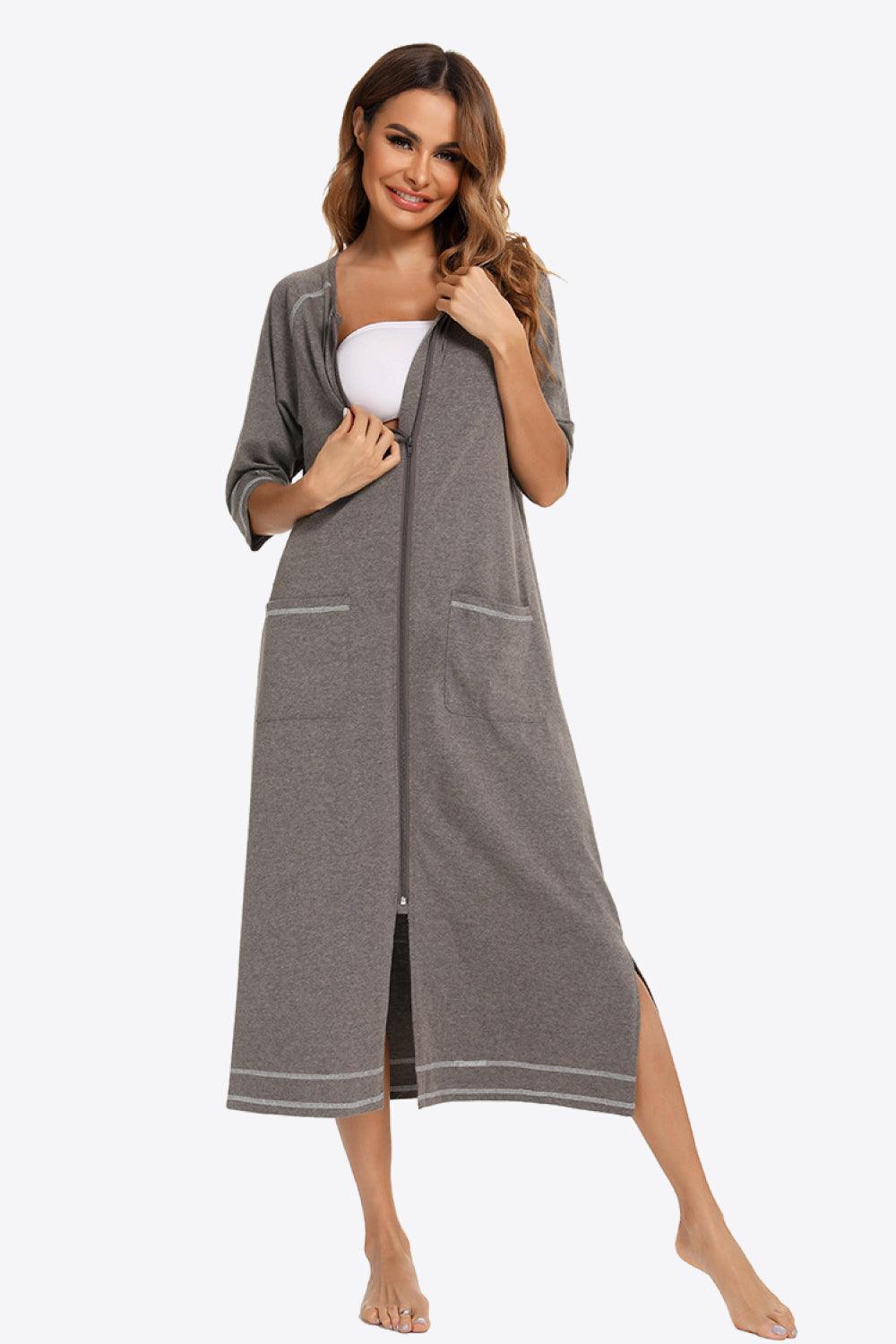 "Moments of Bliss" Comfortable Home Wear for Pregnant and Breastfeeding Women - Loose Pajamas with 3/4 Sleeves and Plus Size Robe