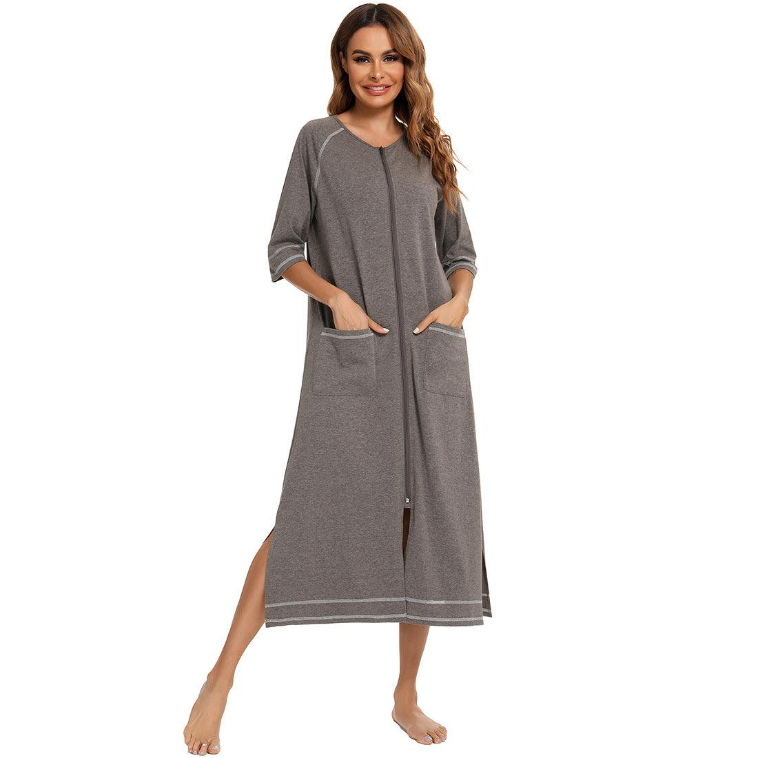 "Moments of Bliss" Comfortable Home Wear for Pregnant and Breastfeeding Women - Loose Pajamas with 3/4 Sleeves and Plus Size Robe