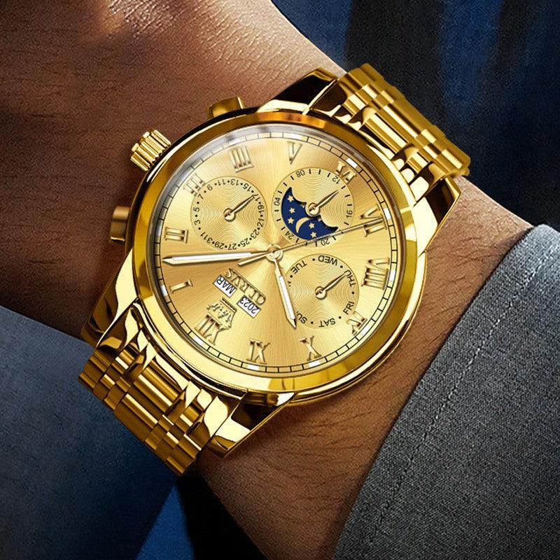 "Lunar Elegance" Multifunctional Moon Phase Automatic Mechanical Watch - A Waterproof Timepiece of Timeless Sophistication - Your-Look