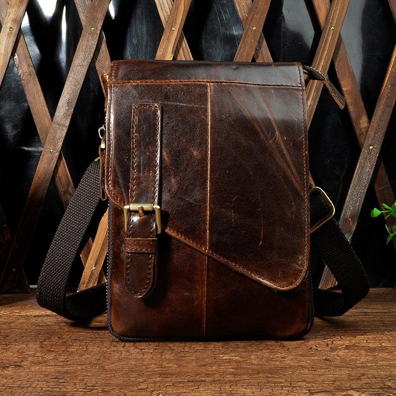 Elevate Your Style with the First Layer Oil Wax Leather Cowhide Shoulder Cross Chest Bag - Your-Look