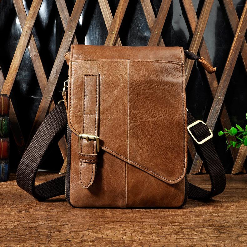 Elevate Your Style with the First Layer Oil Wax Leather Cowhide Shoulder Cross Chest Bag - Your-Look