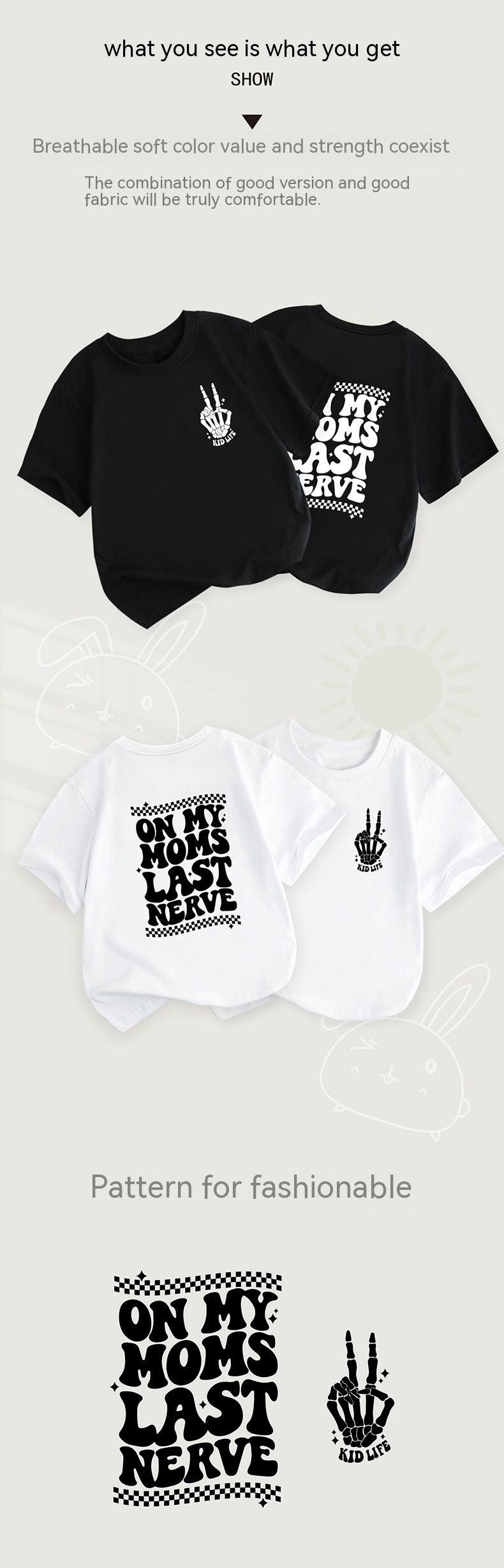 Letter Print Casual Round Neck Children T-shirt - - Your-Look