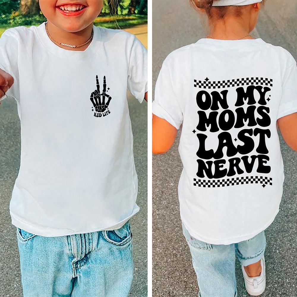 Letter Print Casual Round Neck Children T-shirt - - Your-Look