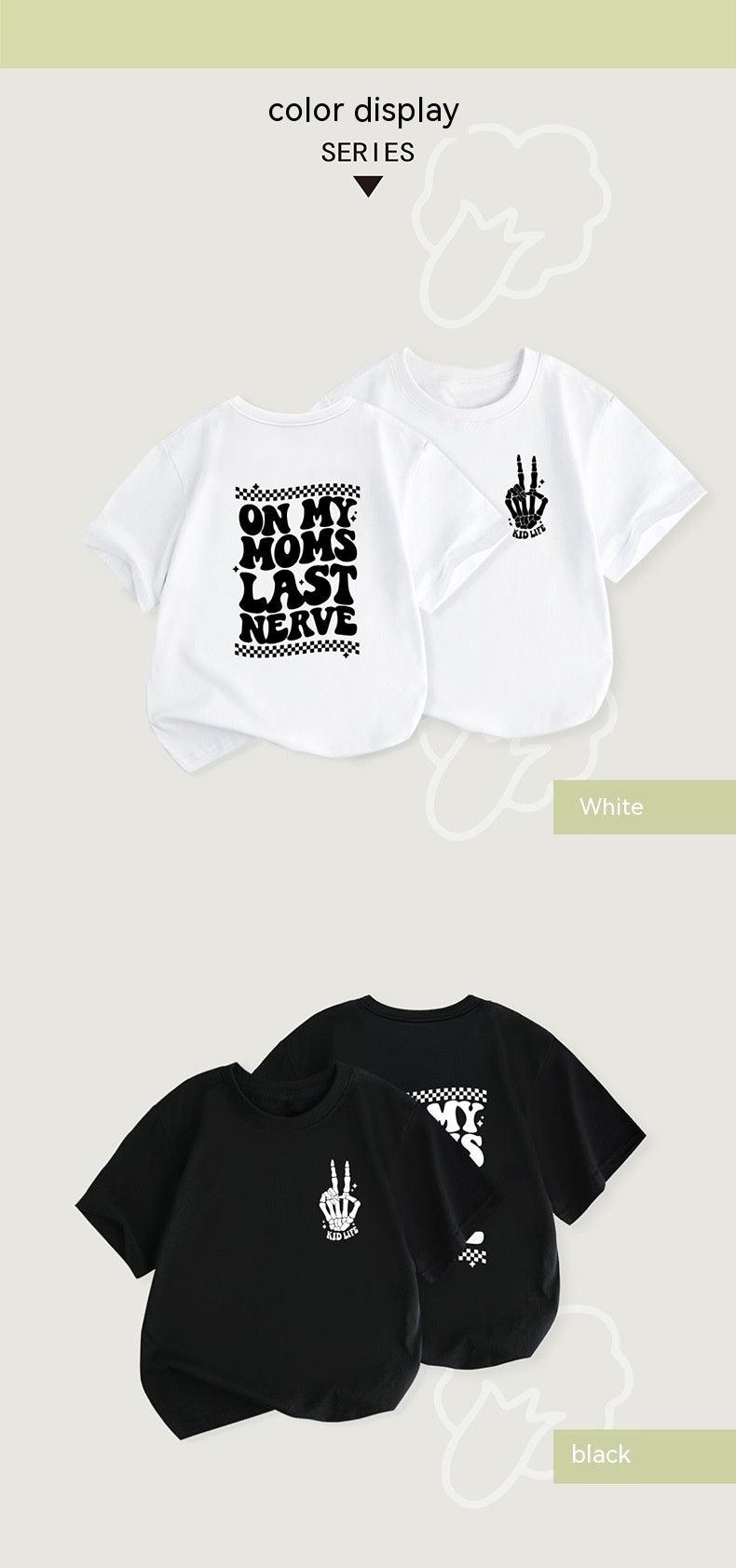 Letter Print Casual Round Neck Children T-shirt - - Your-Look