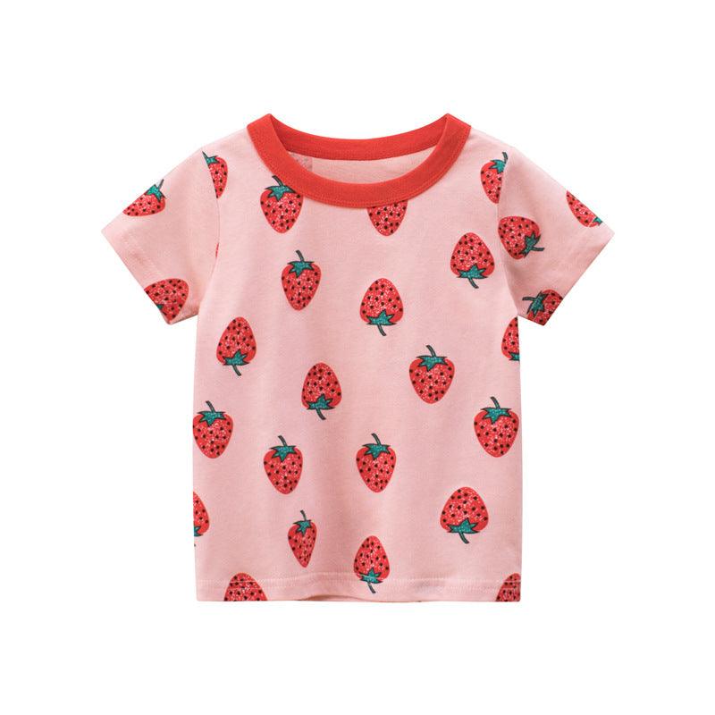 New Girls Strawberry Short-Sleeved T-Shirt Wholesale - - Your-Look
