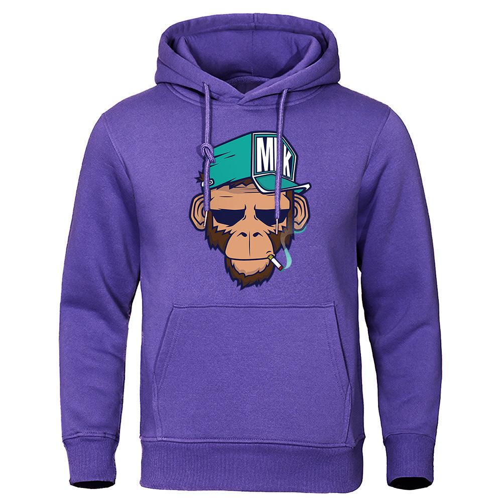 Personality Smoking Monkey Hoodie Sweatshirt Hip Hop Casual Street Hooded - Fashion - Your-Look