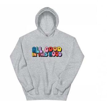 "Positive Vibes" Rounded Neck Sweatshirt - "All Good in This Hood"