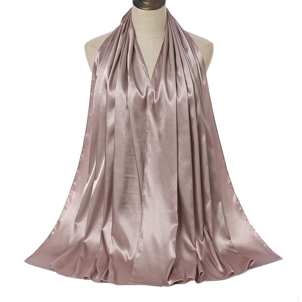Pure Color Pearl Satin Fashion Monochrome Scarf - Your-Look