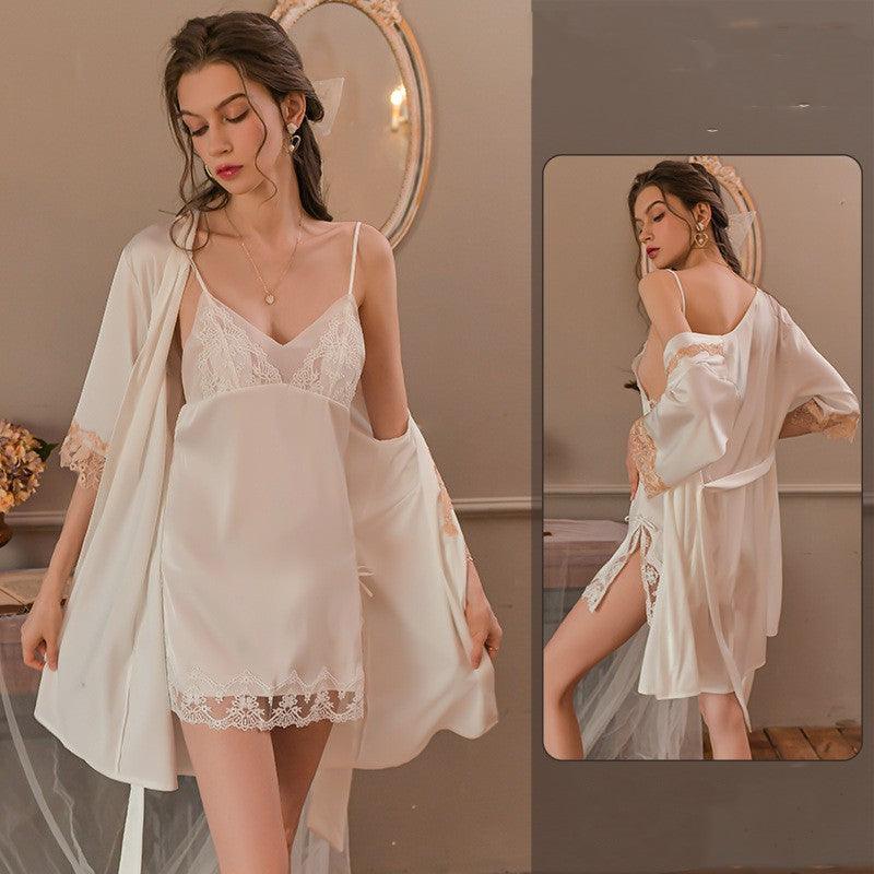 Pure Desire Elegance" Lace Suspenders Pajamas - Indulge in Stylish Comfort - Your-Look