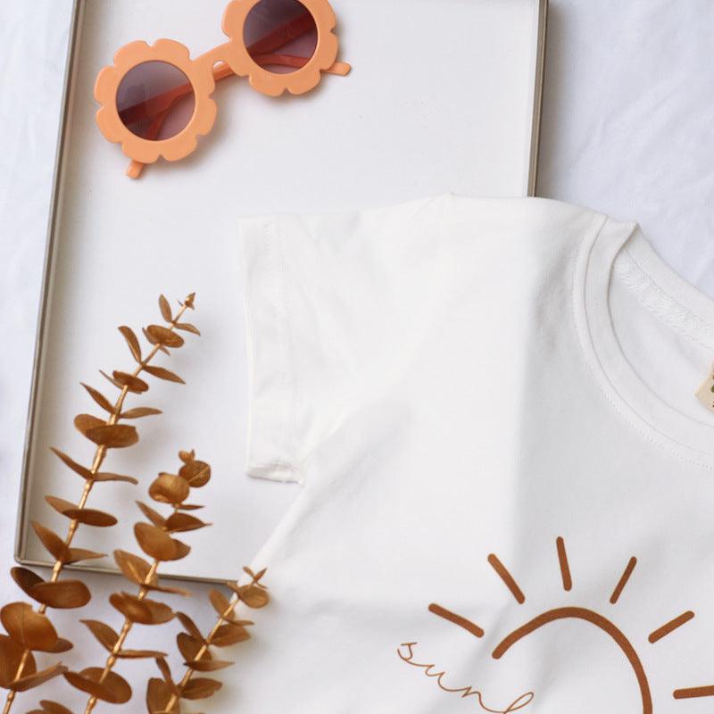 Girl Baby Simple White Cotton Short Sleeves - - Your-Look