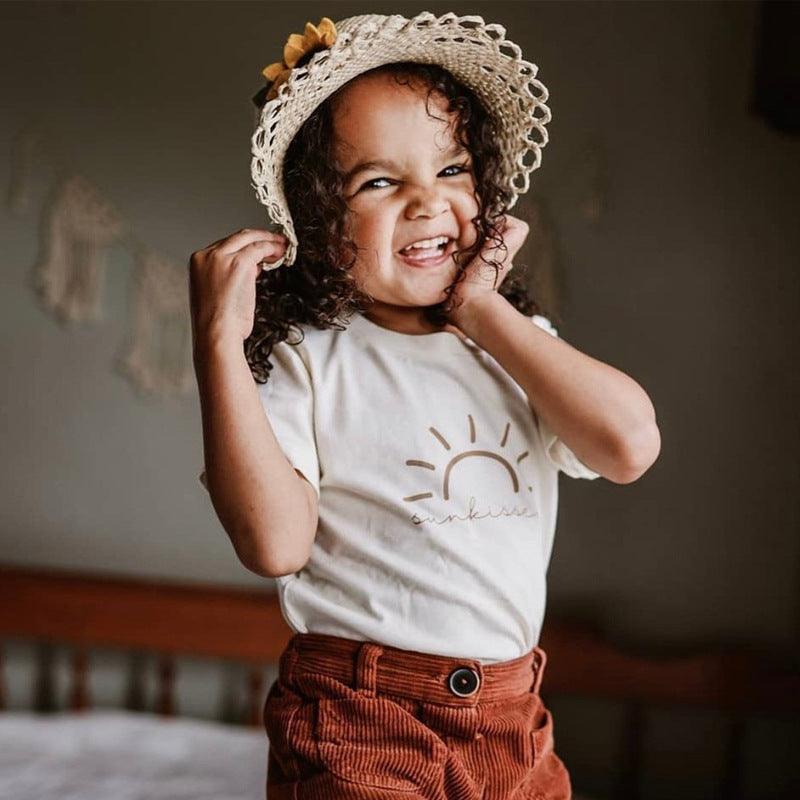 Girl Baby Simple White Cotton Short Sleeves - - Your-Look