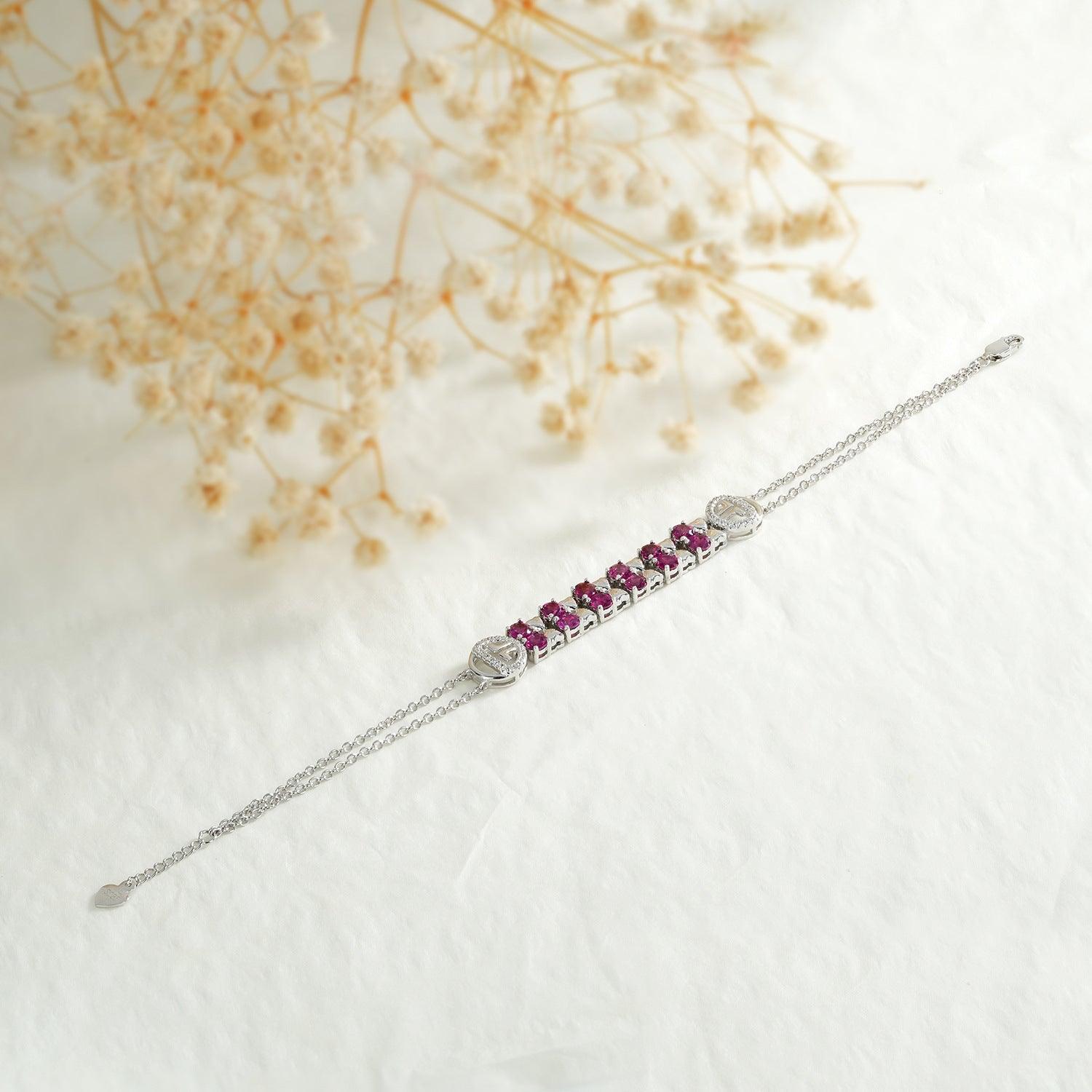 Radiant Purple Garnet Bracelet: S925 Sterling Silver Light Luxury Jewelry for Women