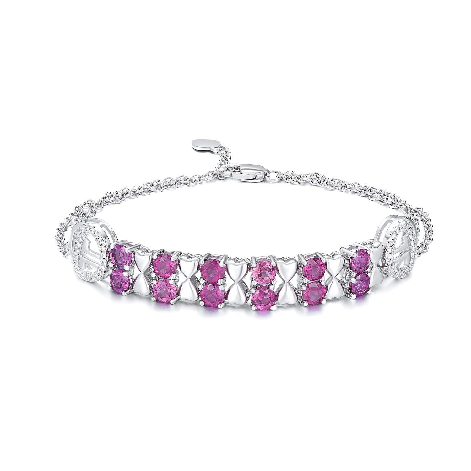 Radiant Purple Garnet Bracelet: S925 Sterling Silver Light Luxury Jewelry for Women - Your-Look