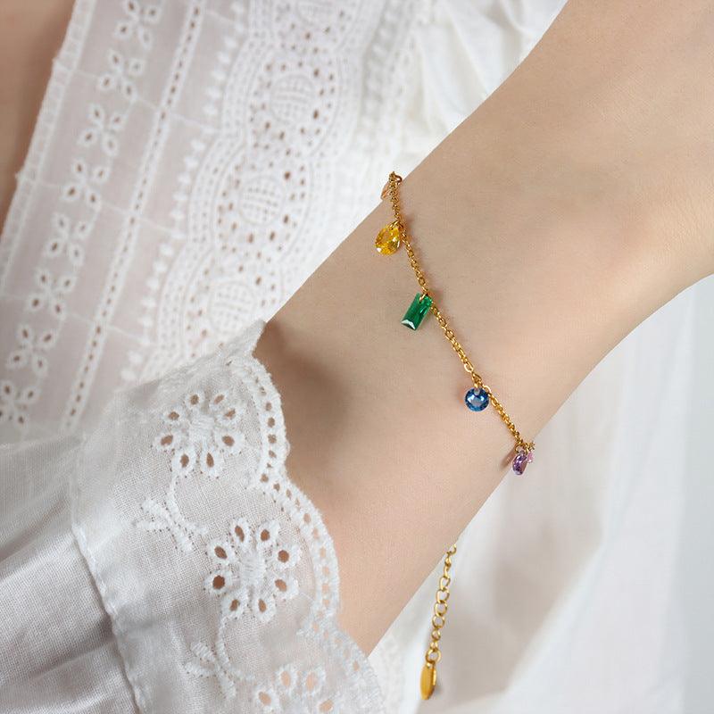 Radiant Rainbow: 18 K Gold Plated Zircon Jewelry Set - Your-Look