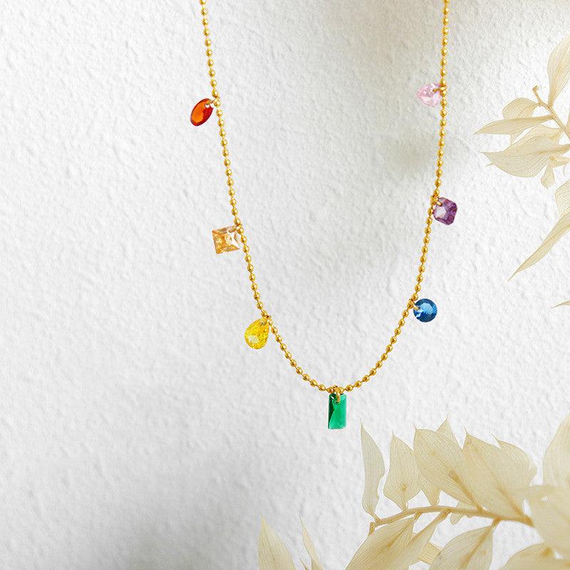 Radiant Rainbow: 18 K Gold Plated Zircon Jewelry Set - Your-Look