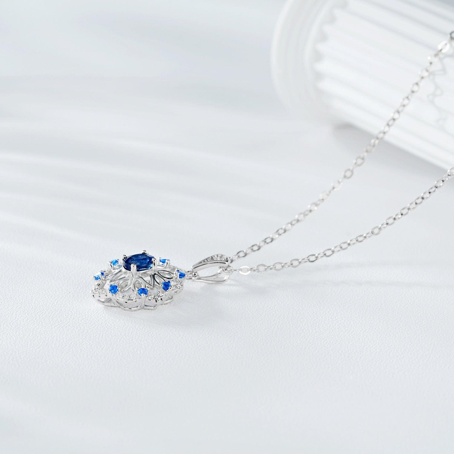 Retro Elegance: Natural Sapphire Pendant in S925 Silver - Your-Look