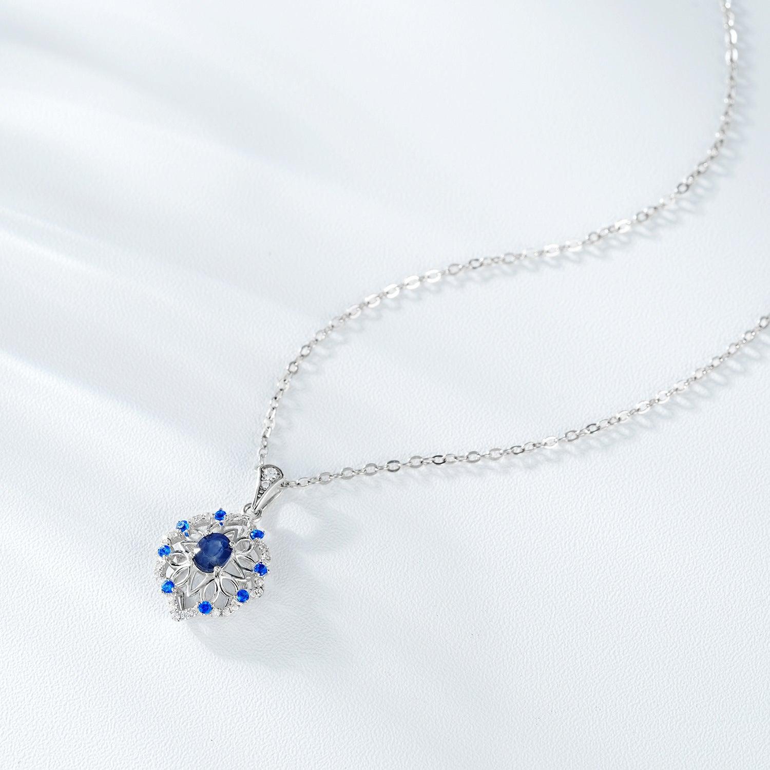 Retro Elegance: Natural Sapphire Pendant in S925 Silver - Your-Look