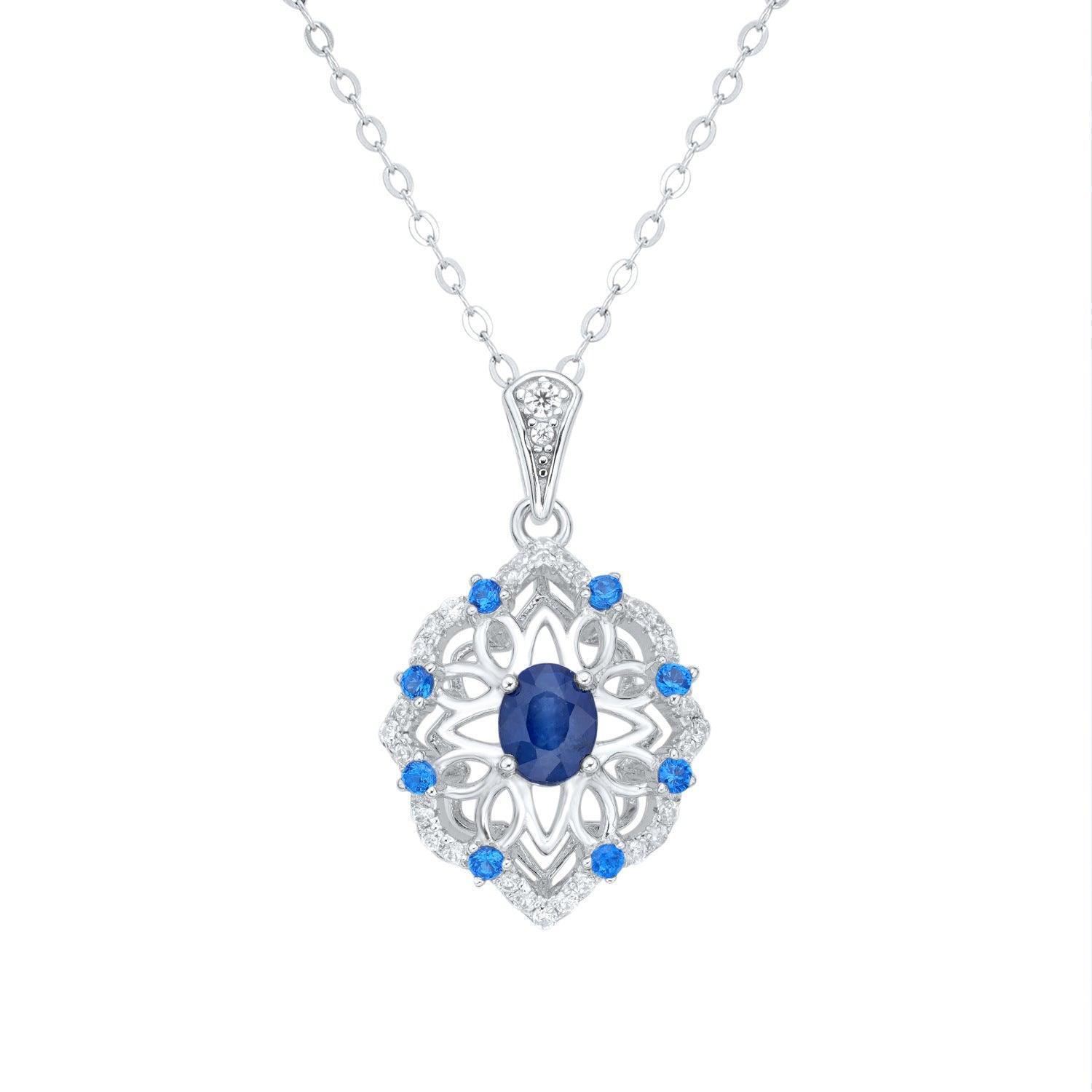 Retro Elegance: Natural Sapphire Pendant in S925 Silver - Your-Look