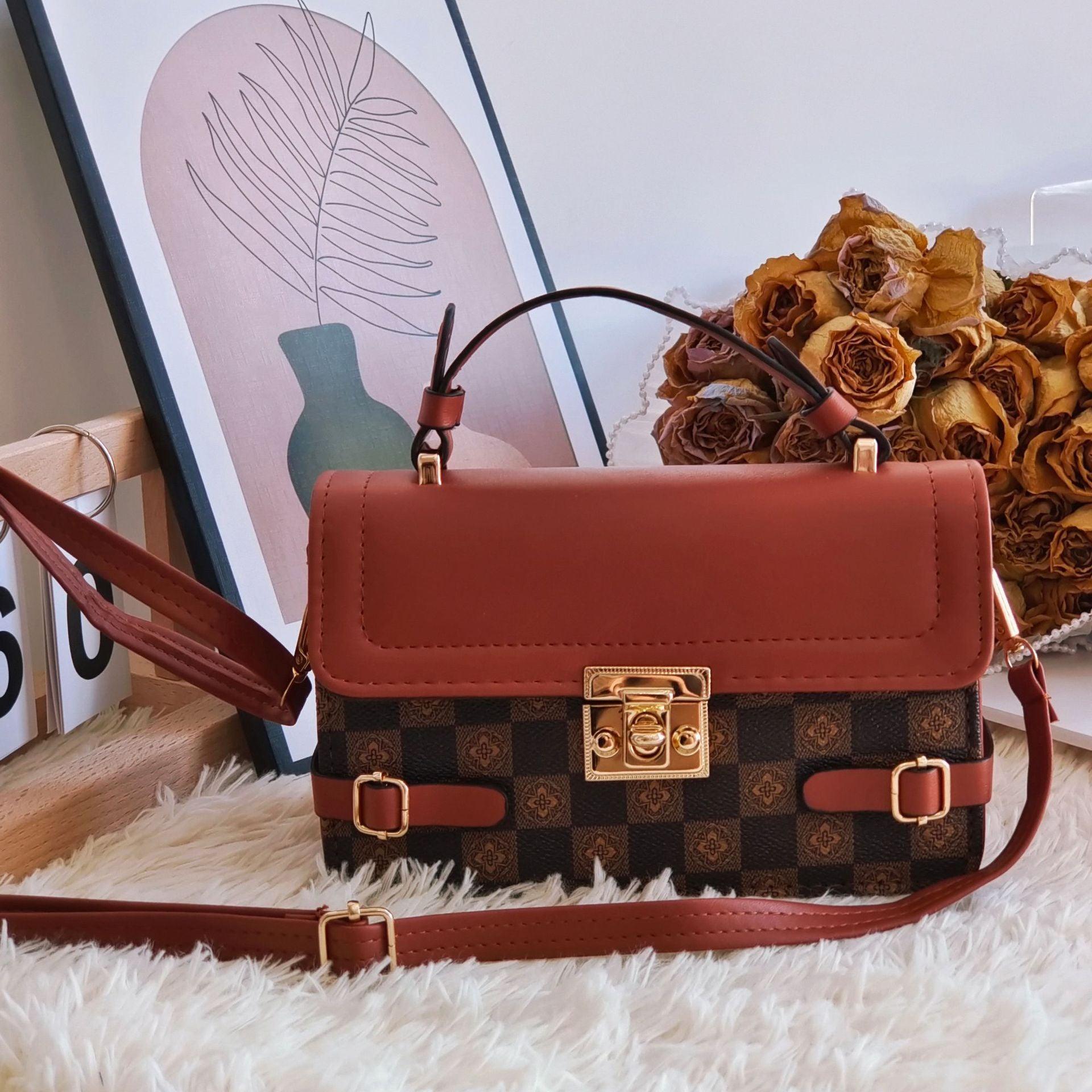 Vintage Charm: Comfortable Retro Small Square Pattern Ethnic Crossbody Bag - Your-Look