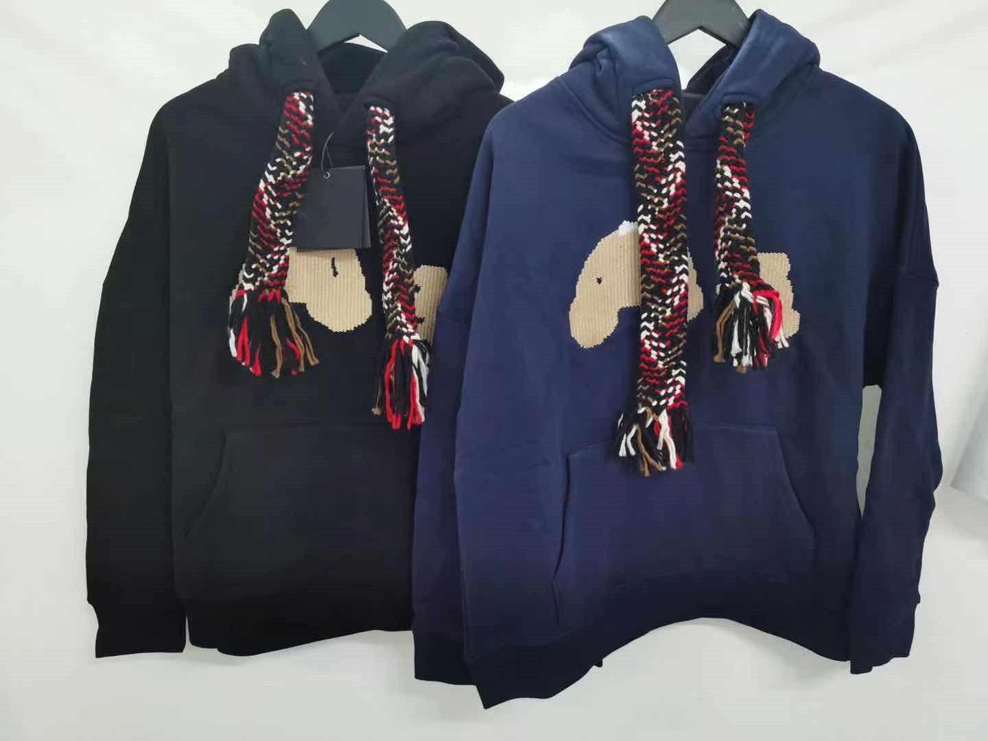 Ribbon Hoodie Rope Hooded Fleece Lined Sweater