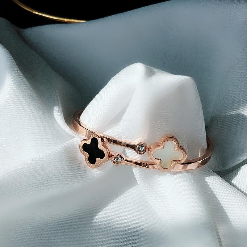 Rose Gold Titanium Steel Bracelet: Elegant Hand Jewelry for Women