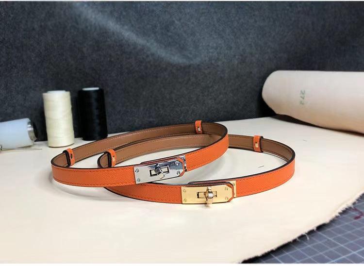 Rotating Buckle Leather Thin Belt: Versatile All-Match Accessory for Women - Your-Look