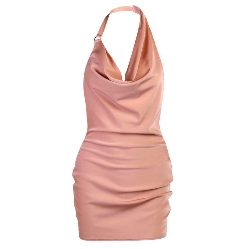 Sultry Chic: Satin V-Neck Backless Mini Sleeveless Party Dress for Summer Soirees - Your-Look