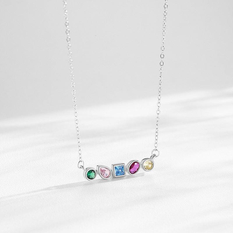 Shine Bright with S925 Silver Rainbow Zircon Geometric Square Necklace - Your-Look
