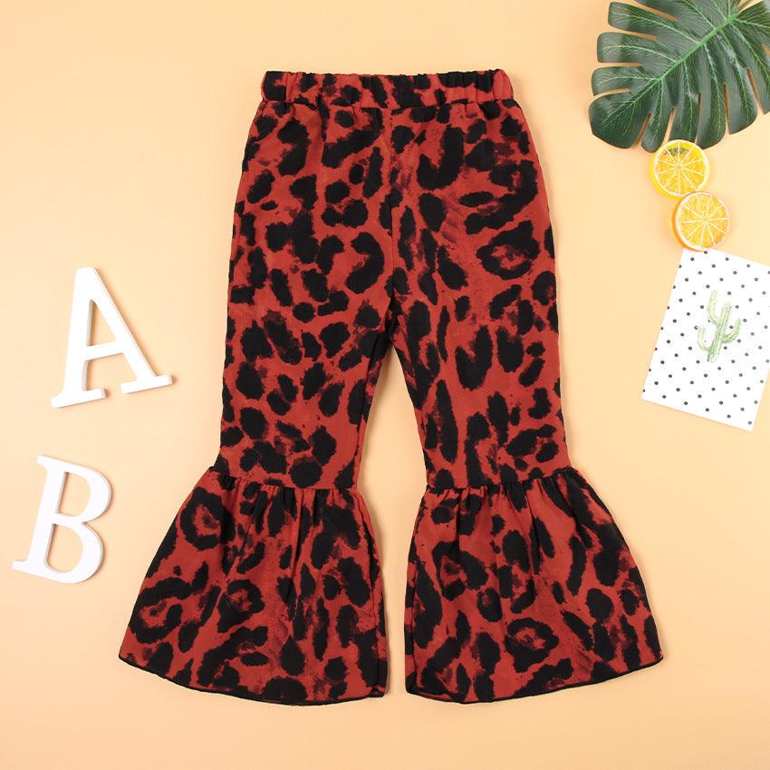 Shortsleeved Big Leopard Print Kids Suit - - Your-Look