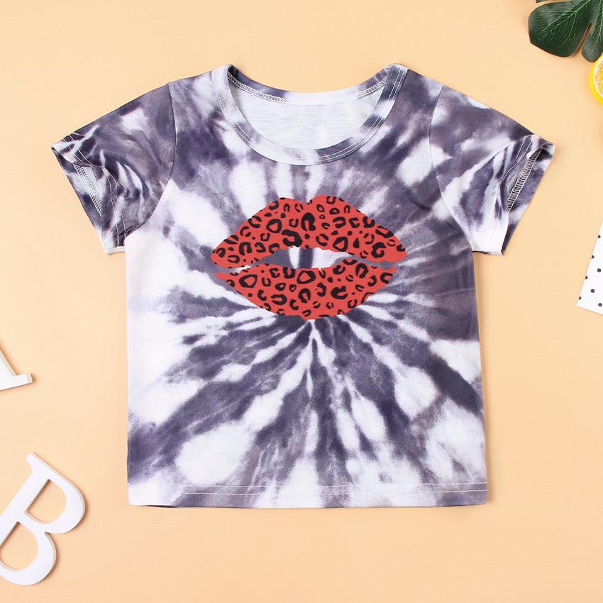 Shortsleeved Big Leopard Print Kids Suit - - Your-Look