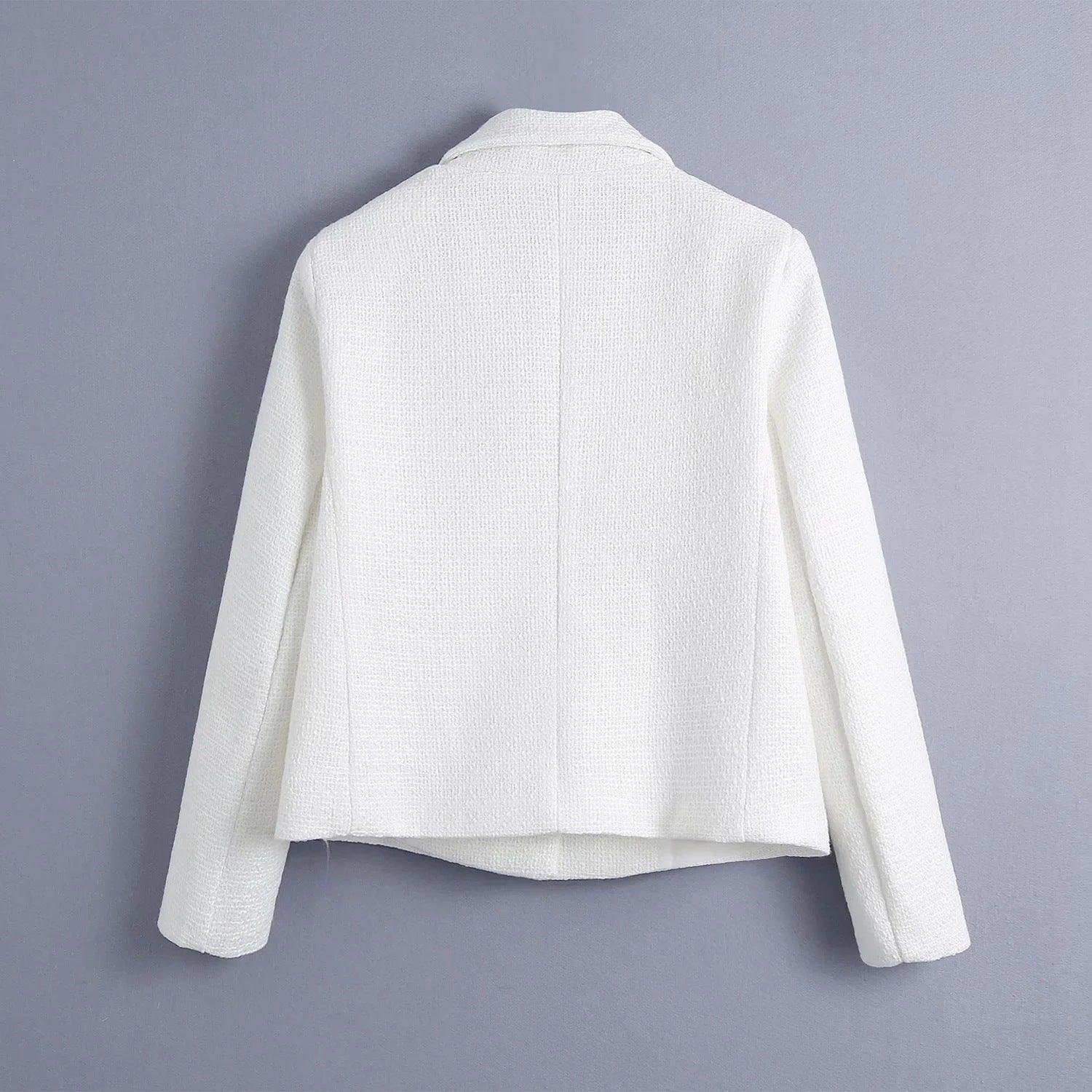 Effortless Chic: Single-Breasted Slim White Casual Blazer with Pockets - Your-Look