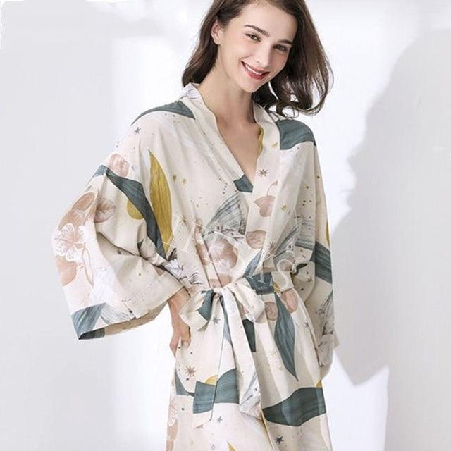 "Spring Blossom" New Sleepwear Robe - Embrace Tranquil Comfort in Thin Cotton-Silk Blend for Women - Your-Look