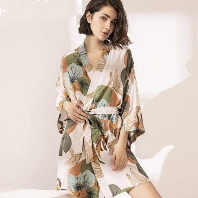 "Spring Blossom" New Sleepwear Robe - Embrace Tranquil Comfort in Thin Cotton-Silk Blend for Women - Your-Look