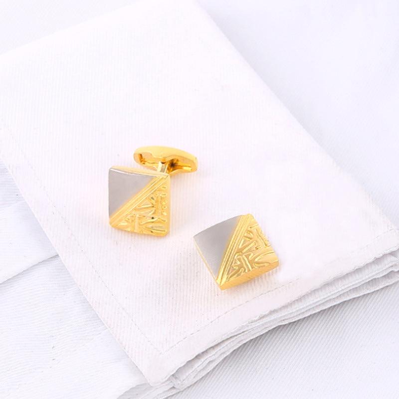 "Timeless Elegance" Square Pattern Gold and Silver Two-Tone French Cufflinks - Elevate Your Style with Exquisite Craftsmanship - Your-Look