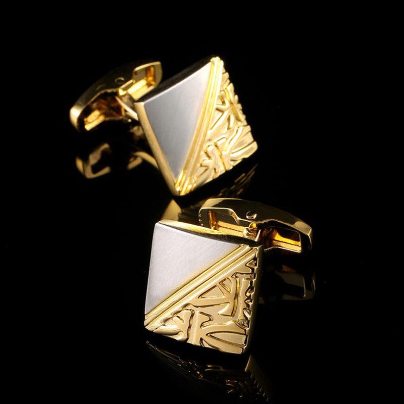 "Timeless Elegance" Square Pattern Gold and Silver Two-Tone French Cufflinks - Elevate Your Style with Exquisite Craftsmanship - Your-Look