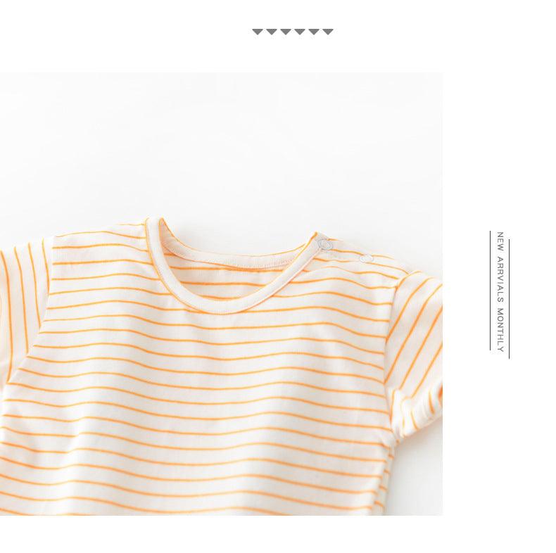 Striped Short-sleeved Outer Wear For Infants And Children - - Your-Look