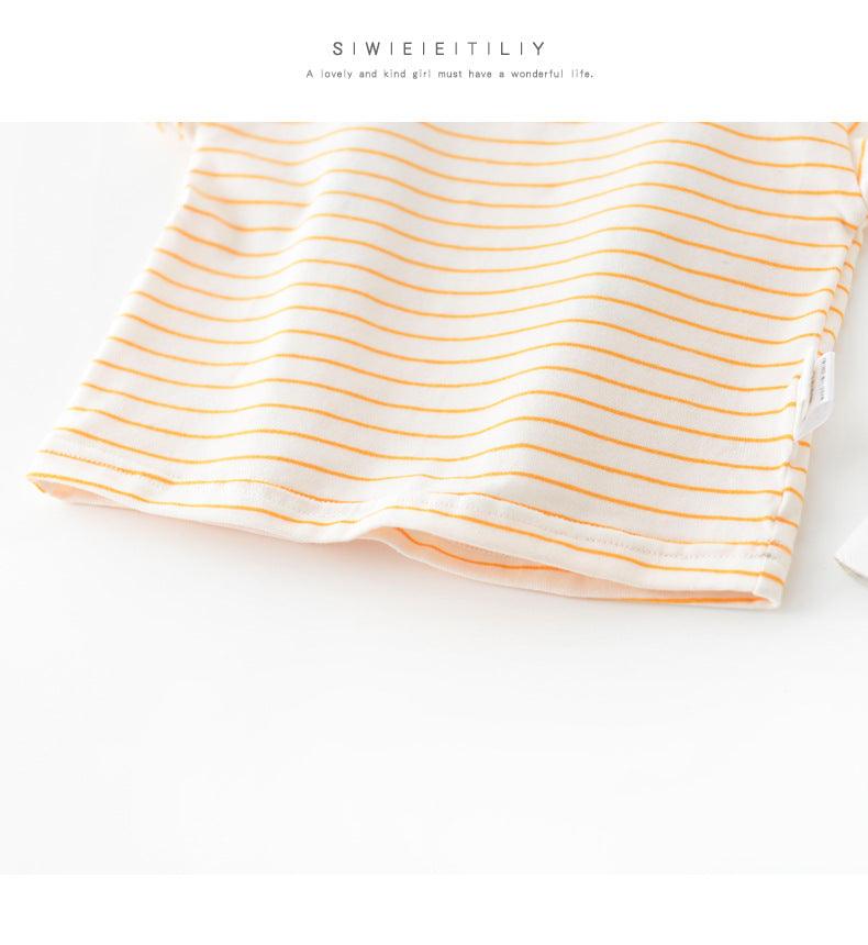 Striped Short-sleeved Outer Wear For Infants And Children - - Your-Look