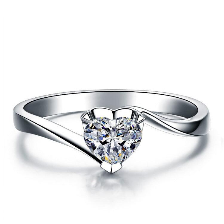 Stunning 950 White Gold Diamond Love Ring for Women