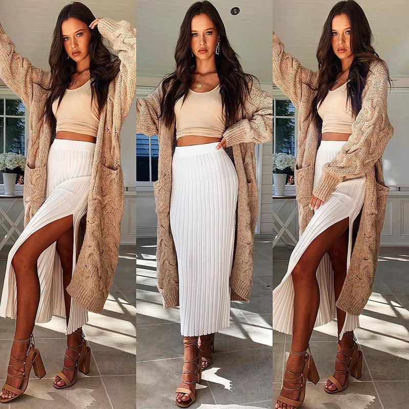 Sultry Sophistication: High Waist Knitted Slit Skirt - Your-Look