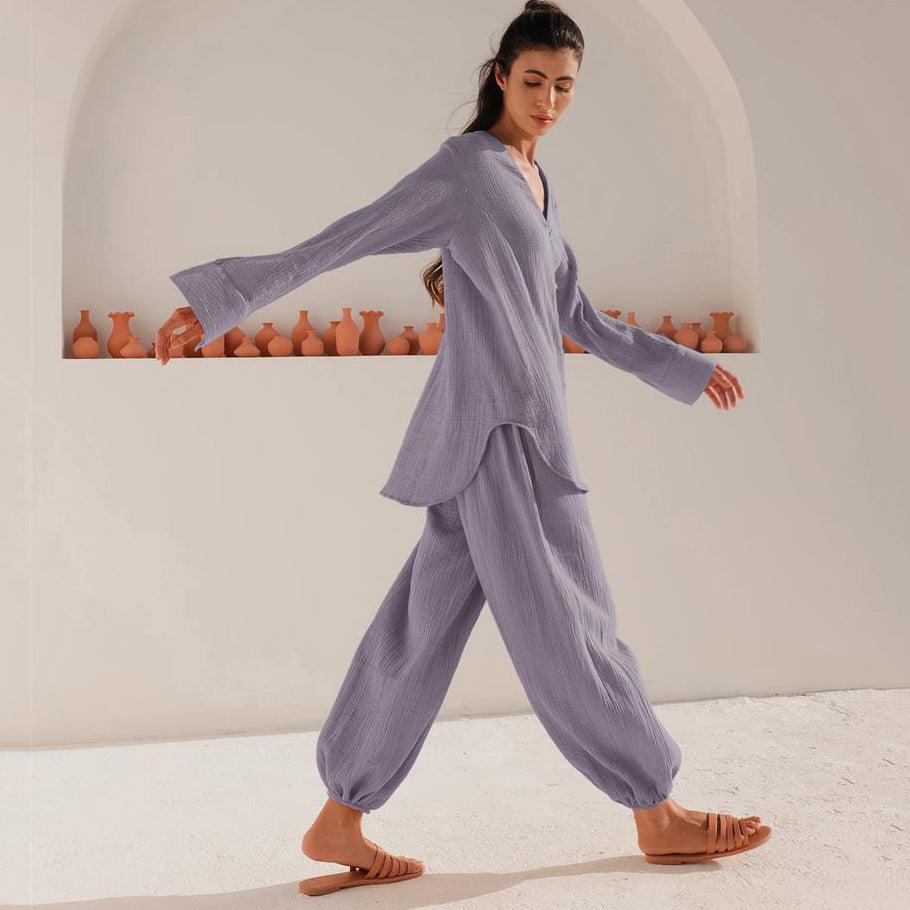 "Summer Breeze" Cotton Long European And American Pajamas - Effortless Comfort in Chic Style - Your-Look