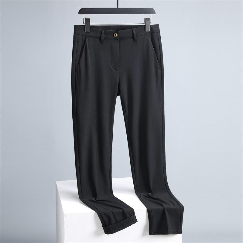 Summer Thin Casual Pants Belt Breathable Straight Trousers Men&
