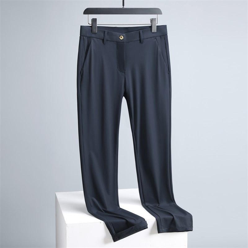 Summer Thin Casual Pants Belt Breathable Straight Trousers Men&