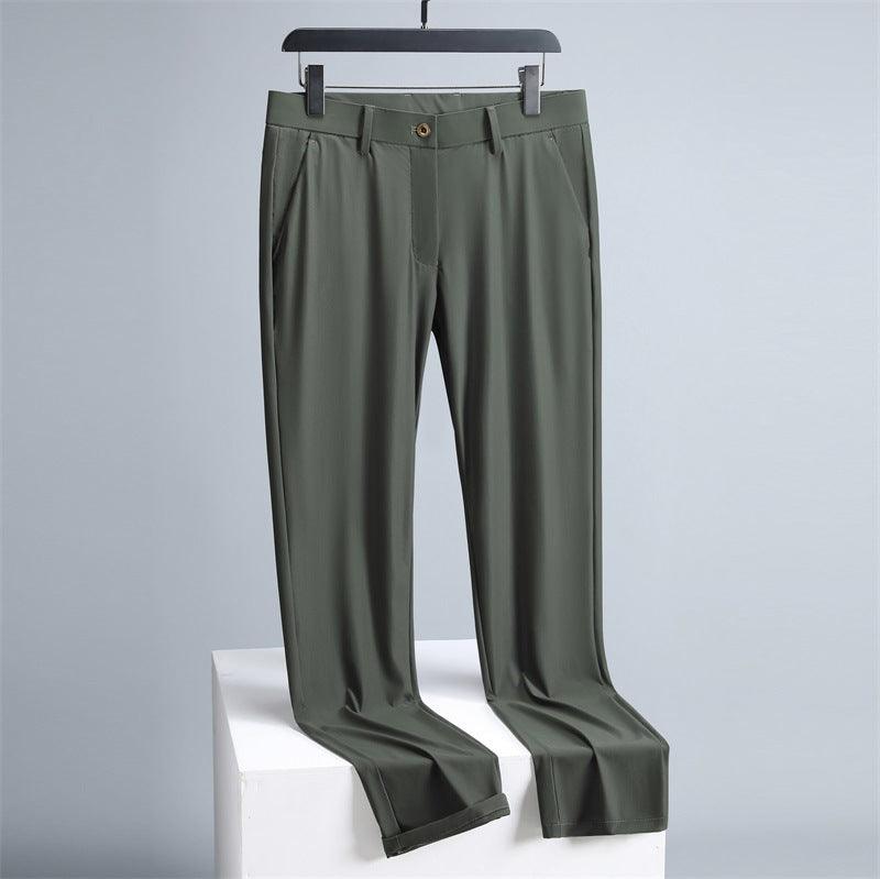 Summer Thin Casual Pants Belt Breathable Straight Trousers Men&