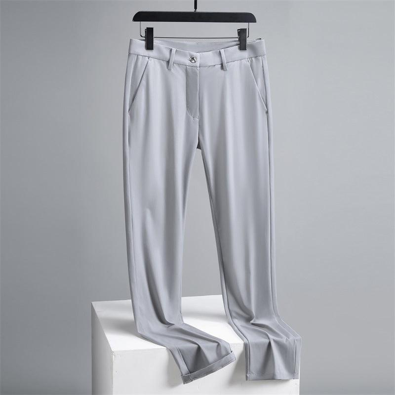 Summer Thin Casual Pants Belt Breathable Straight Trousers Men&