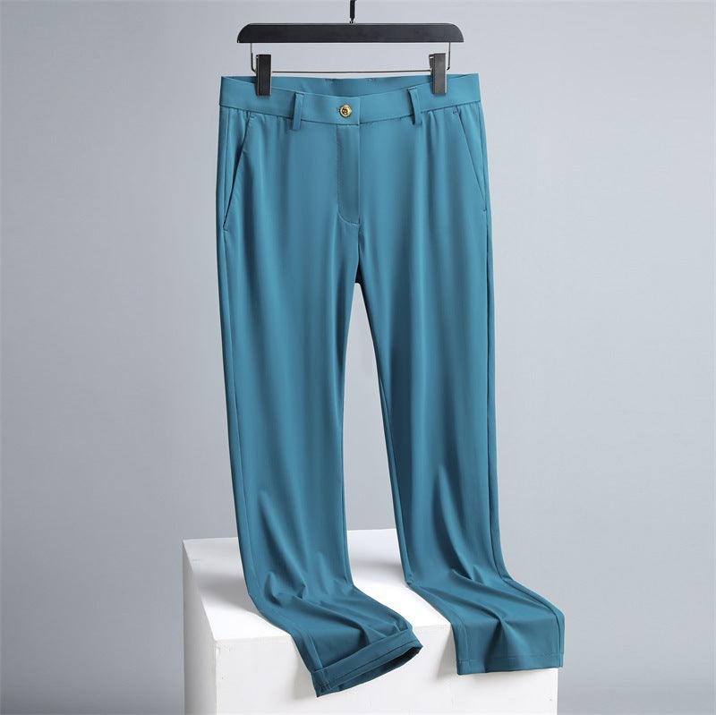 Summer Thin Casual Pants Belt Breathable Straight Trousers Men&