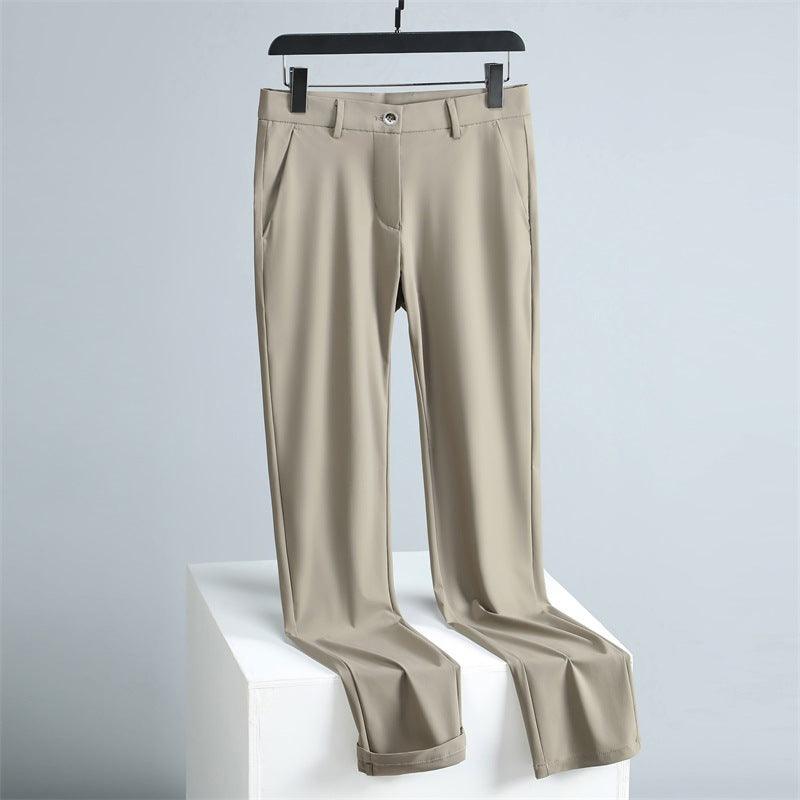 Summer Thin Casual Pants Belt Breathable Straight Trousers Men&