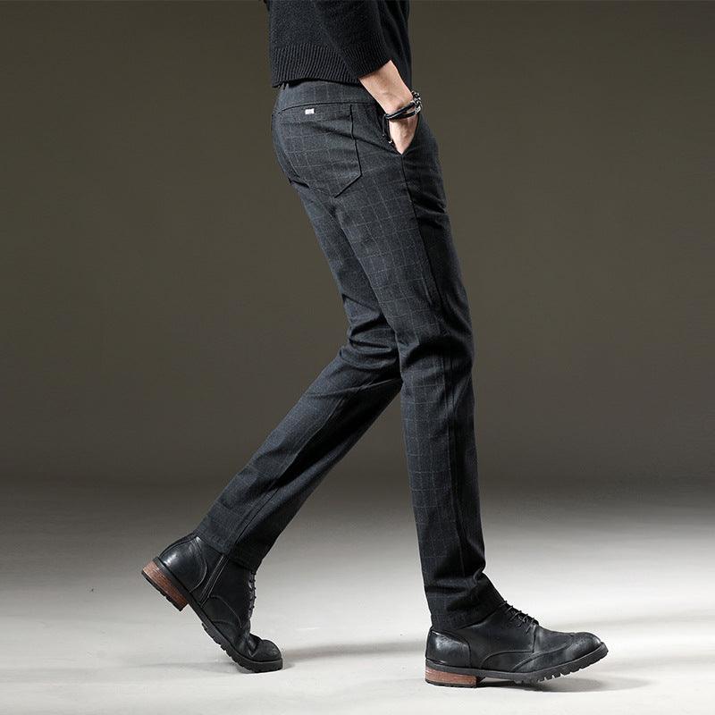 Trendy Stretch Dark Plaid Casual Pants Men - Fashion - Your-Look