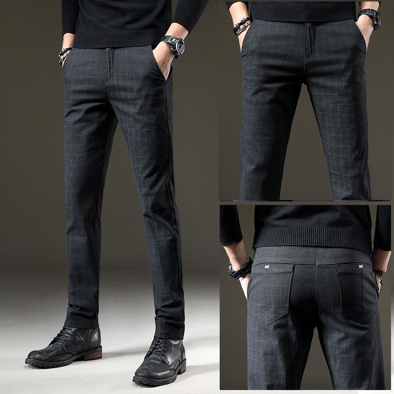 Trendy Stretch Dark Plaid Casual Pants Men - Fashion - Your-Look